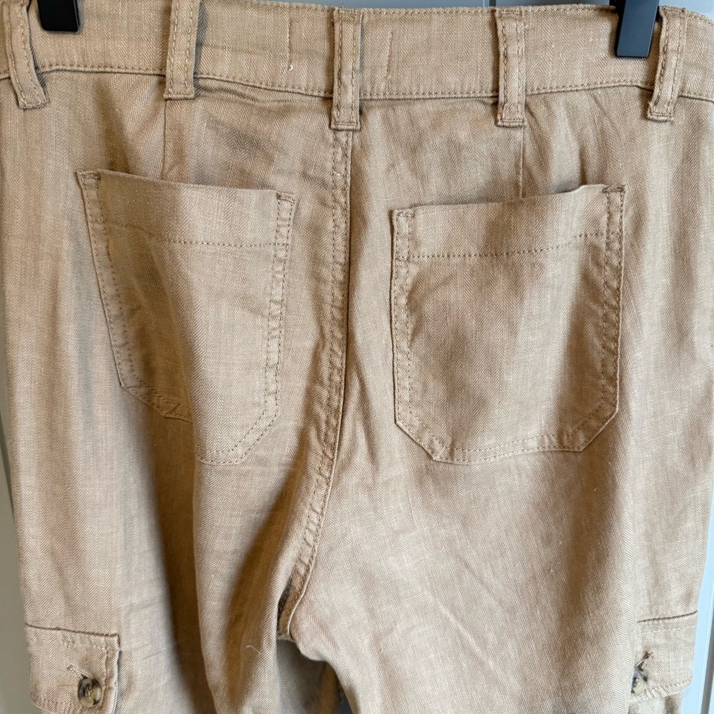 Evereve Women’s Linen Blend Tessa Cargo Pant Size 26 Sandcastle Tan Khaki Jogger - Picture 7 of 14